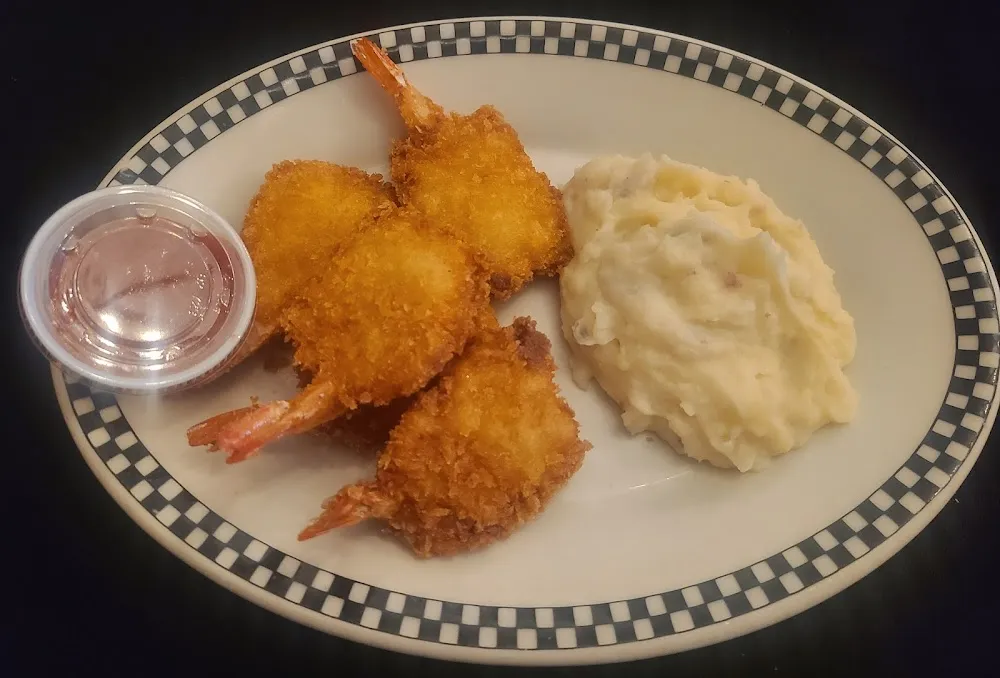 Fried Shrimp and Garlic Mashed